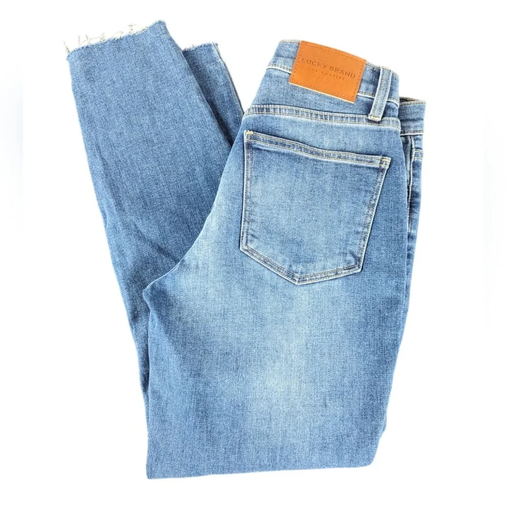 Lucky Brand High Rise Skinny Bridgette Ankle Jeans Raw Hem Button Fly Women's 4 - Picture 1 of 11